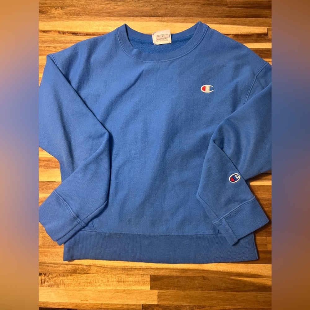 Champion Blue Crew-Neck Sweatshirt Size X-Small